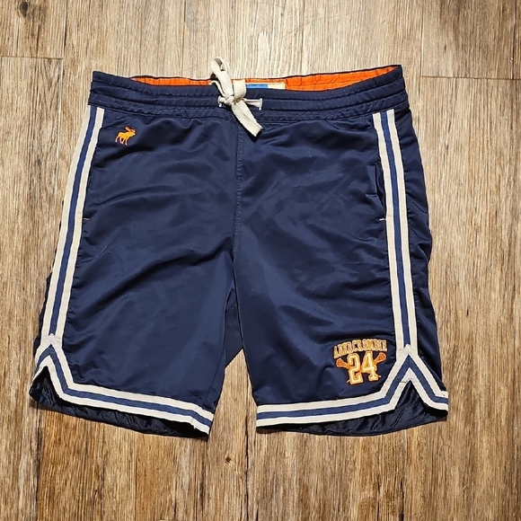 Vintage Mens Abercrombie & Fitch Navy Athletic Shorts with White Orange Accents - Picture 1 of 7